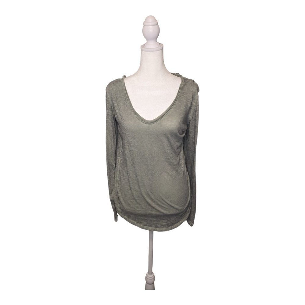 We the Free People Women's Top Shirt Boat Neck Heathered Green Size XS